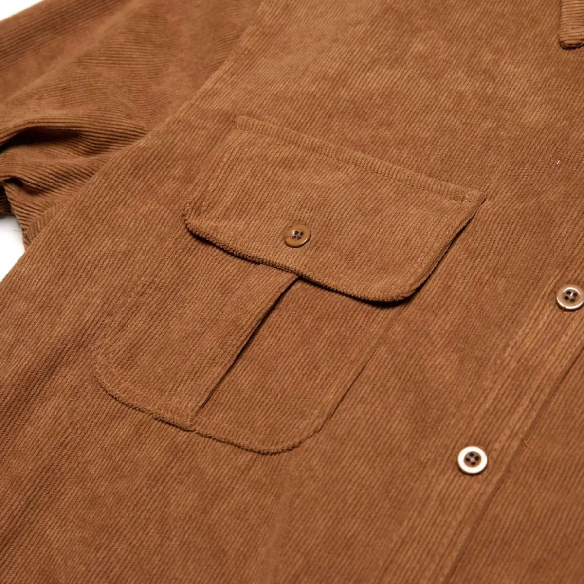 Men's Casual Button Down Corduroy Shirt | Dual Chest Pocket Side