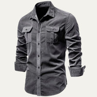 Men's Casual Button Down Corduroy Shirt | Dual Chest Pocket View 14