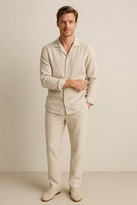 Men's Casual Cuban Collar Shirt & Trouser Set Hero
