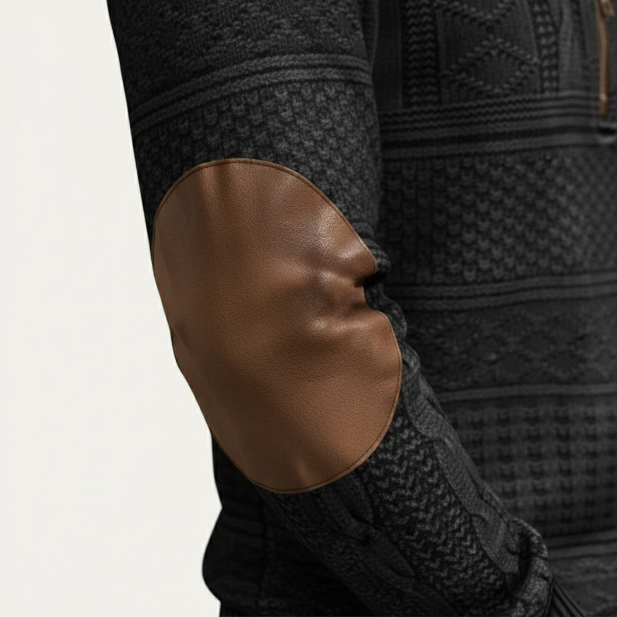 Men's Casual Half Zip Sweater | Patterned Elbow Patches View 12