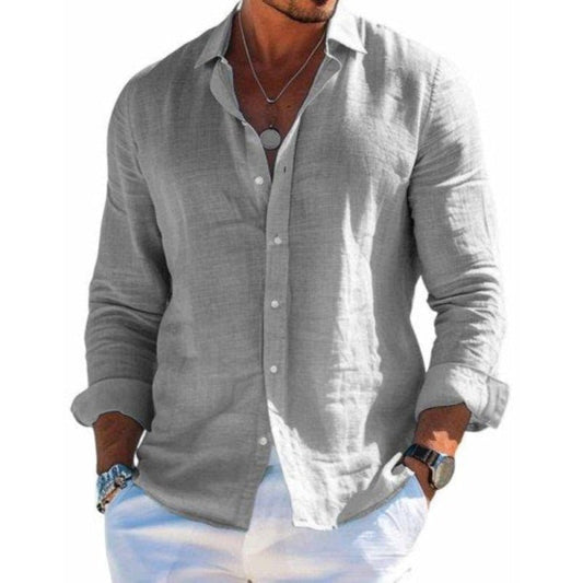 Men's Casual Linen Shirt | Long Sleeve Relaxed Fit Hero