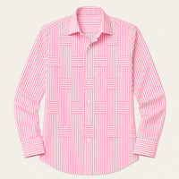 Men's Casual Striped Wrinkle Resistant Shirt | Patchwork Summer Back