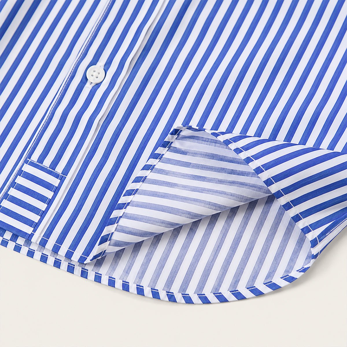 Men's Casual Striped Wrinkle Resistant Shirt | Patchwork Summer Detail