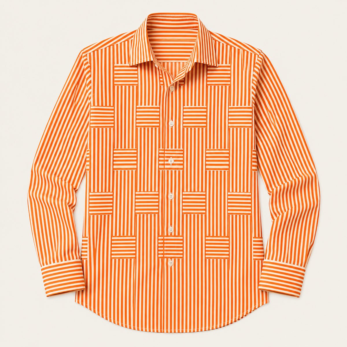 Men's Casual Striped Wrinkle Resistant Shirt | Patchwork Summer Full