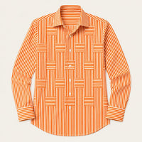 Men's Casual Striped Wrinkle Resistant Shirt | Patchwork Summer Full
