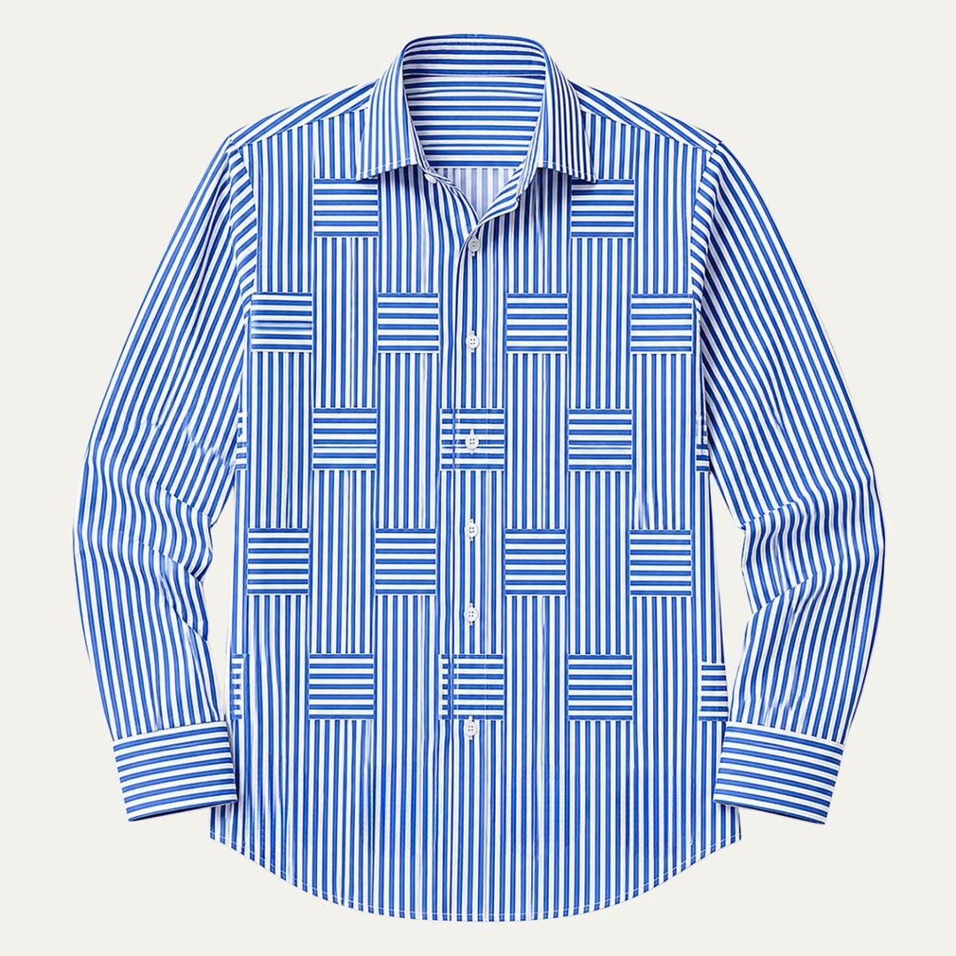 Men's Casual Striped Wrinkle Resistant Shirt | Patchwork Summer Hero