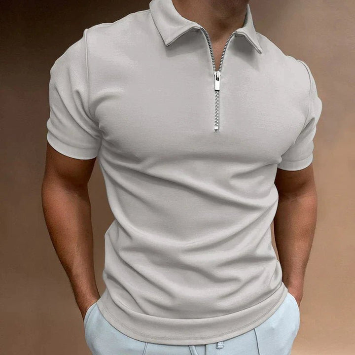 Men's Casual Zip Polo Shirt Top Back