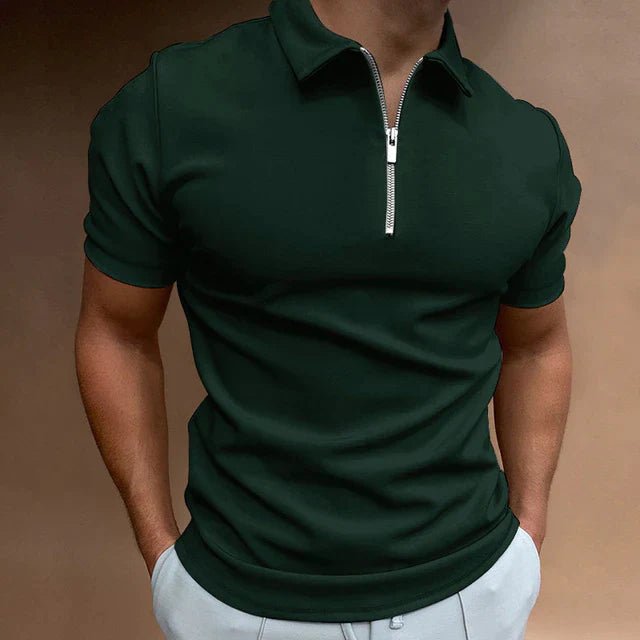 Men's Casual Zip Polo Shirt Top Close Up