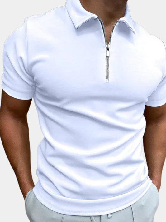 Men's Casual Zip Polo Shirt Top Hero