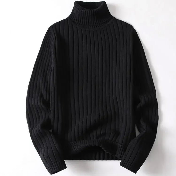 Men's Chunky Turtleneck Sweater | Cotton Knit Back