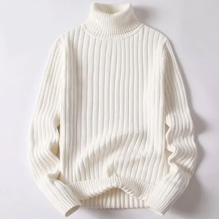 Men's Chunky Turtleneck Sweater | Cotton Knit Front