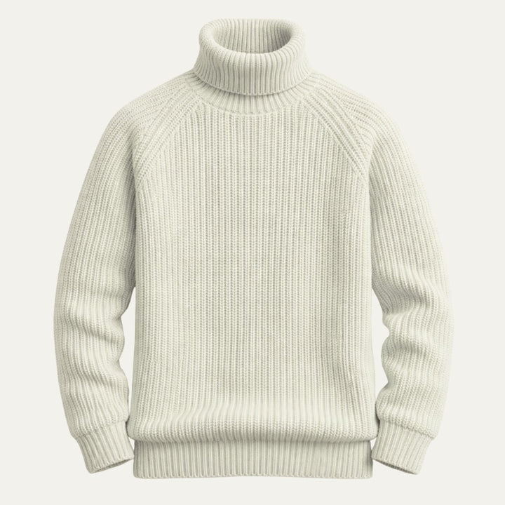 Men's Chunky Turtleneck Warm Sweater | Fisherman Knit Raglan Hero