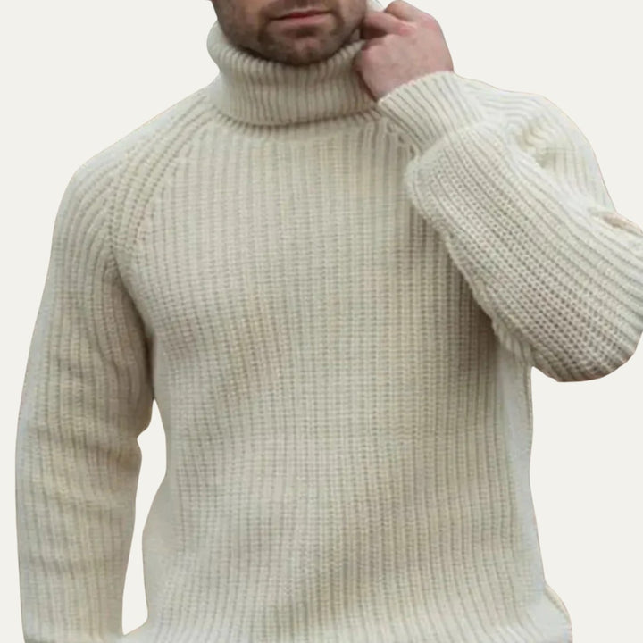 Men's Chunky Turtleneck Warm Sweater | Fisherman Knit Raglan Side