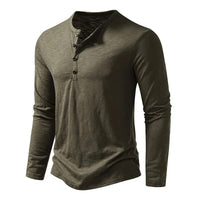 Men's Classic Cotton Henley | Slim Fit Back