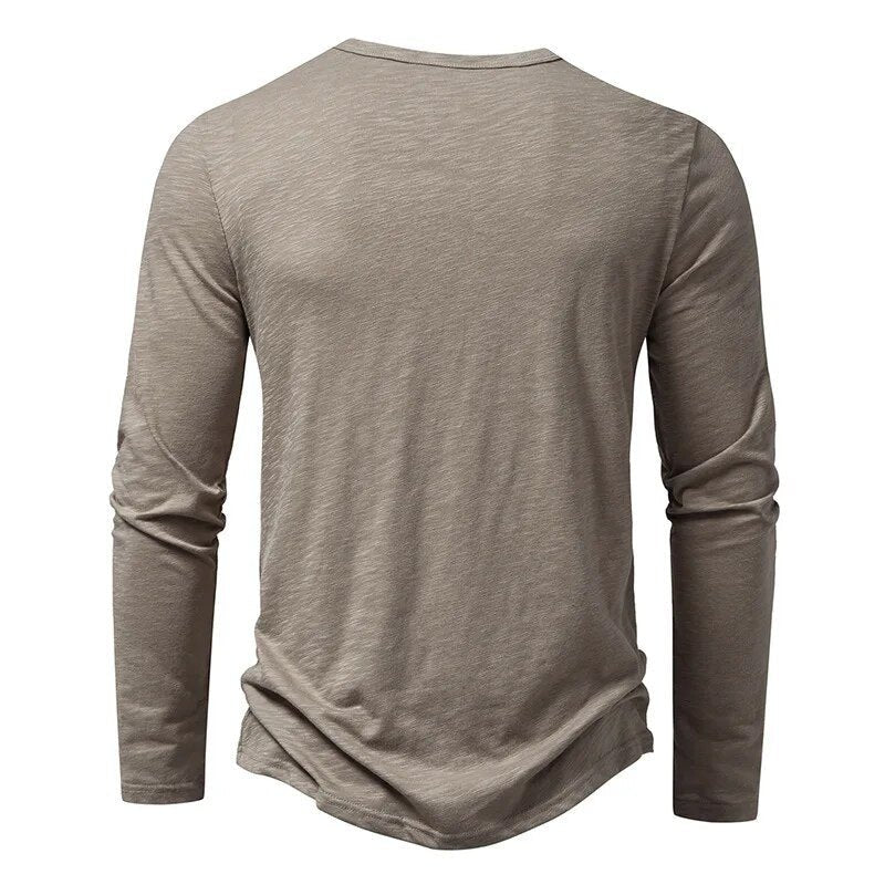 Men's Classic Cotton Henley | Slim Fit Detail