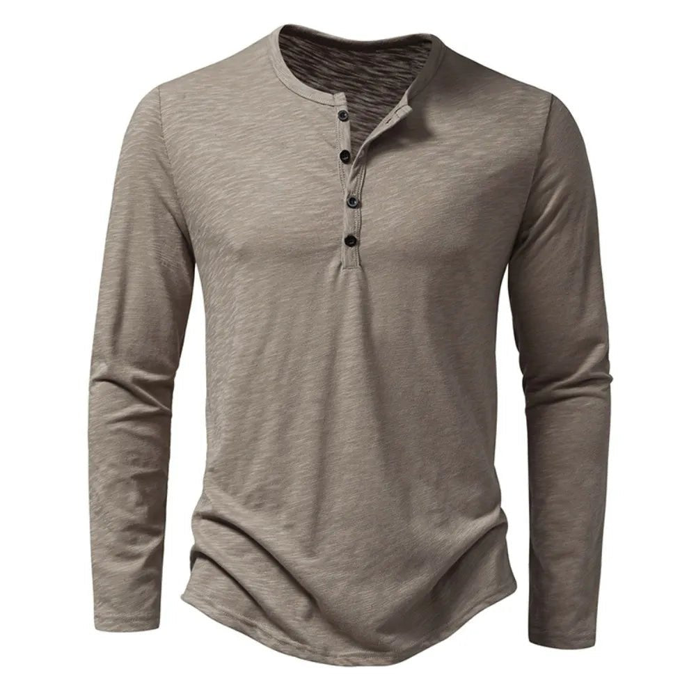 Men's Classic Cotton Henley | Slim Fit Hero