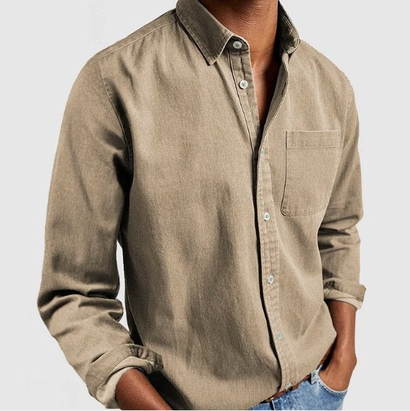 Men's Classic Denim Button Shirt Top Side