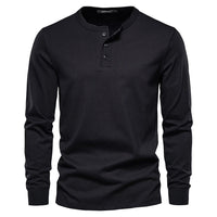 Men's Classic Fit Shirt | Henley Placket Relaxed Angle