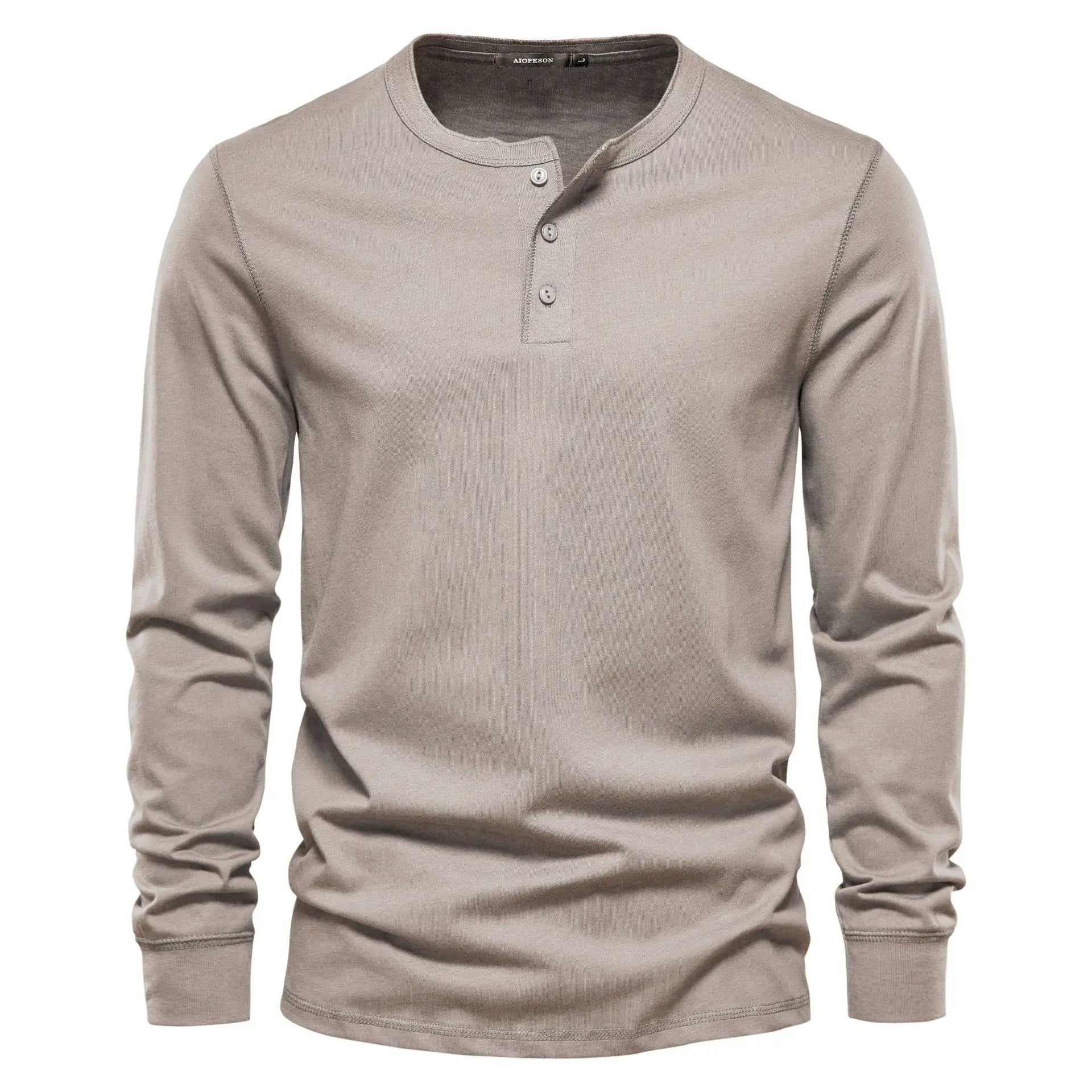 Men's Classic Fit Shirt | Henley Placket Relaxed Close Up