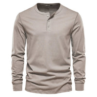 Men's Classic Fit Shirt | Henley Placket Relaxed Close Up