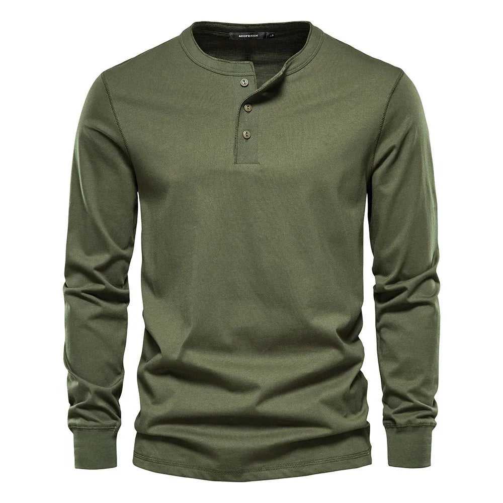 Men's Classic Fit Shirt | Henley Placket Relaxed Side
