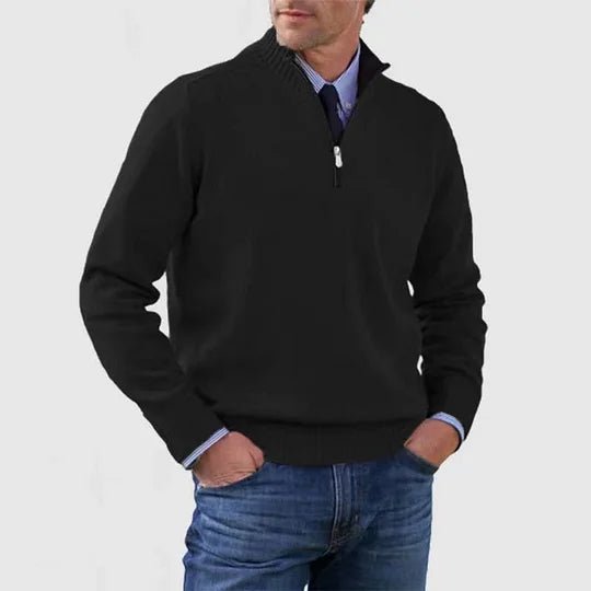 Men's Classic Half Zip Sweater | Tailored Knit Layering Fit Back