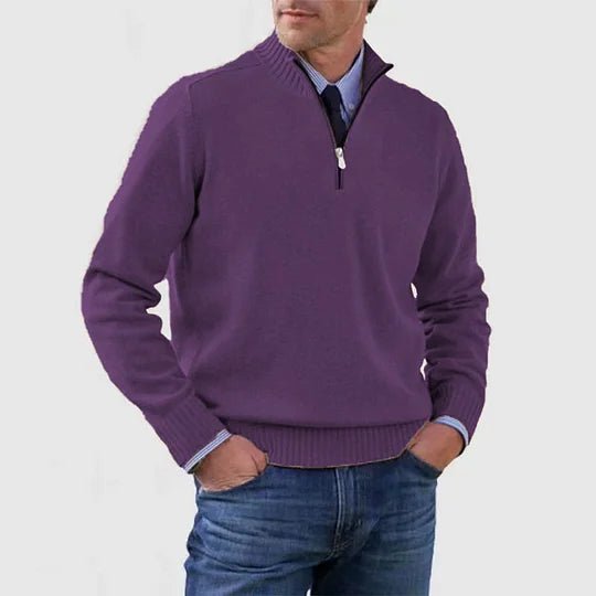Men's Classic Half Zip Sweater | Tailored Knit Layering Fit Detail