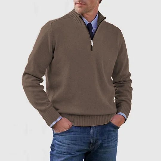 Men's Classic Half Zip Sweater | Tailored Knit Layering Fit Front