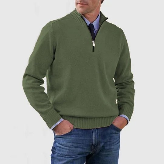 Men's Classic Half Zip Sweater | Tailored Knit Layering Fit Side
