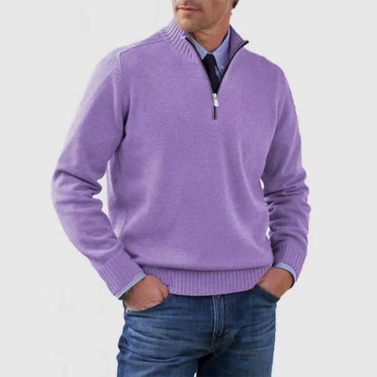 Men's Classic Half Zip Sweater | Tailored Knit Layering Fit View 12