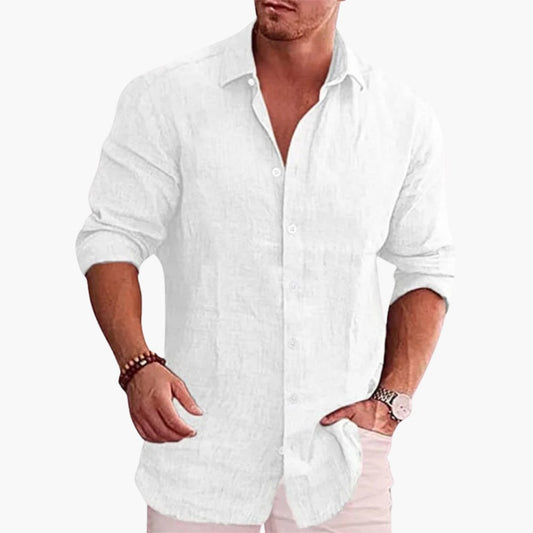 Men's Classic Long Sleeve Shirt | Spread Collar Relaxed Fit Front