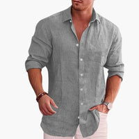 Men's Classic Long Sleeve Shirt | Spread Collar Relaxed Fit Side