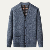 Men's Classic Soft Knit Button Cardigan Sweater | Plaid Lined