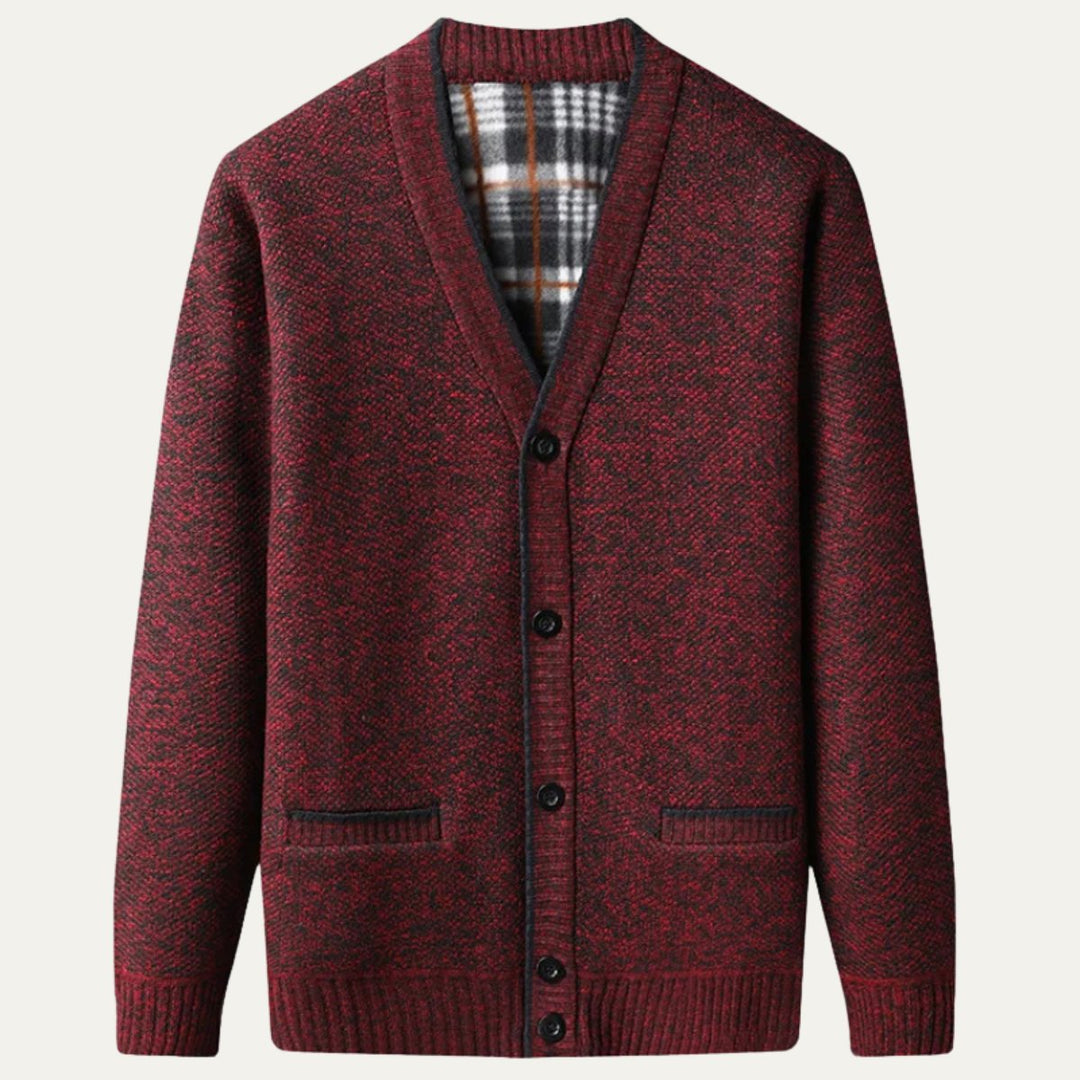 Men's Classic Soft Knit Button Cardigan Sweater | Plaid Lined Lifestyle