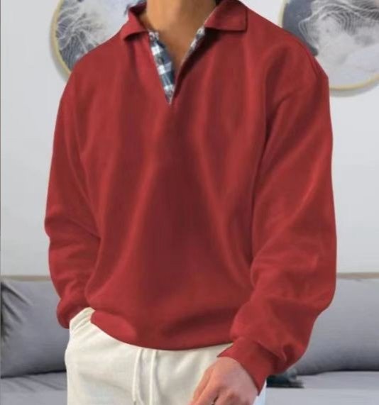 Men's Classic V-Neck Comfort Sweater | Plaid Collar Knit Fit Alternate