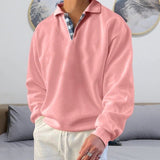 Men's Classic V-Neck Comfort Sweater | Plaid Collar Knit Fit