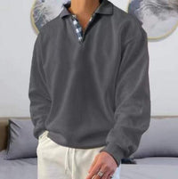 Men's Classic V-Neck Comfort Sweater | Plaid Collar Knit Fit View 11