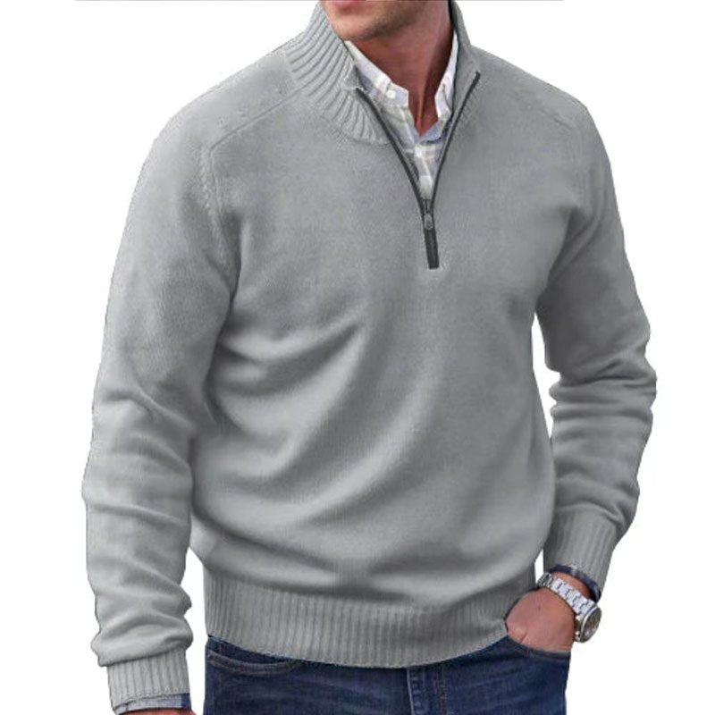 Men's Classic Zip-Up Sweater | Mock Neck Relaxed Fit Hero