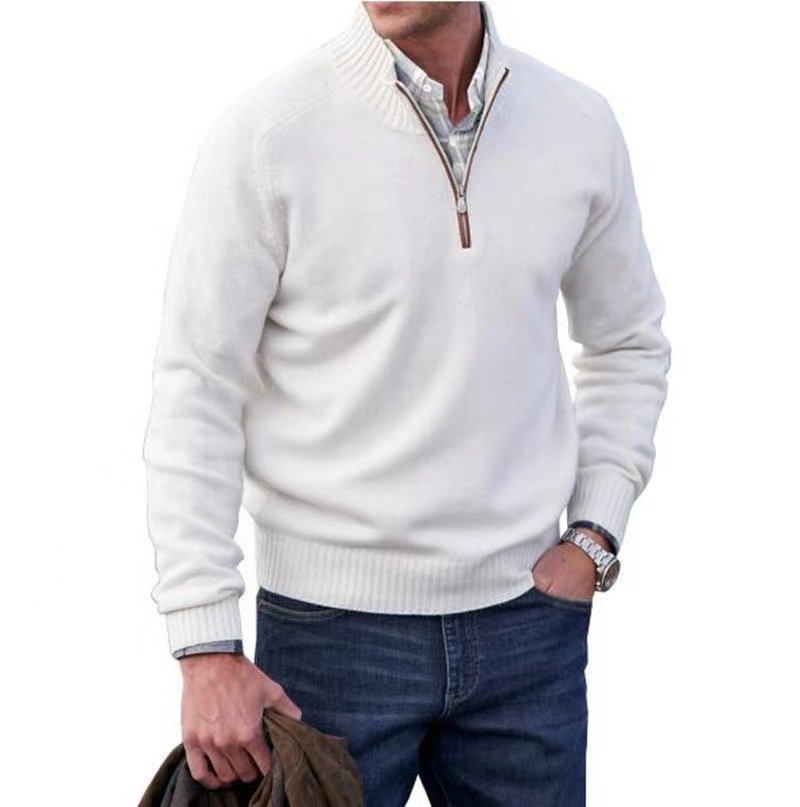 Men's Classic Zip-Up Sweater | Mock Neck Relaxed Fit Lifestyle