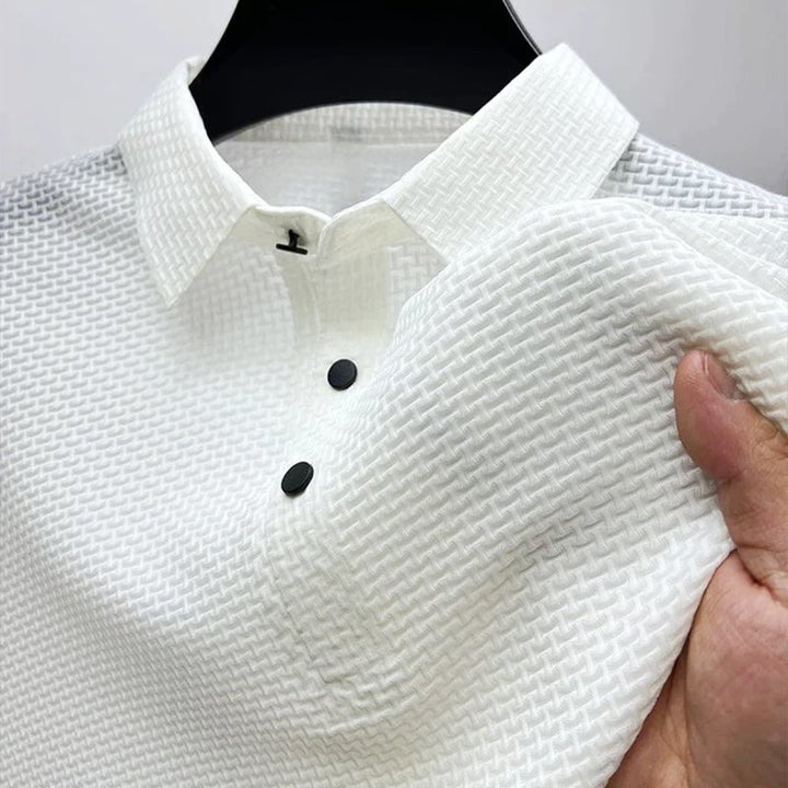 Men's Collared Casual Polo Shirts | Basket Weave Texture Back