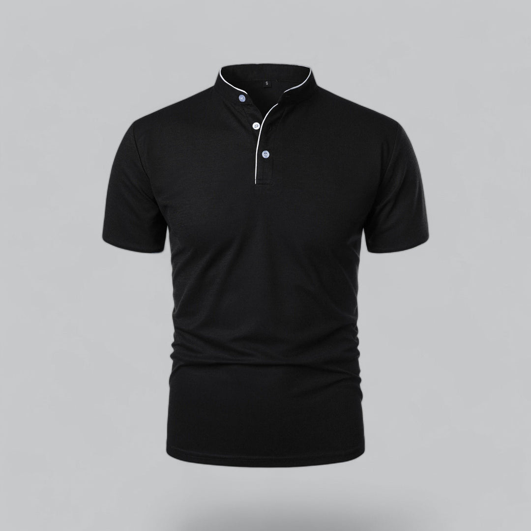 Men's Collarless Polo Top | Mandarin Trim Alternate