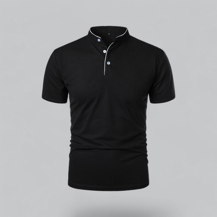 Men's Collarless Polo Top | Mandarin Trim Alternate