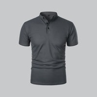 Men's Collarless Polo Top | Mandarin Trim Lifestyle