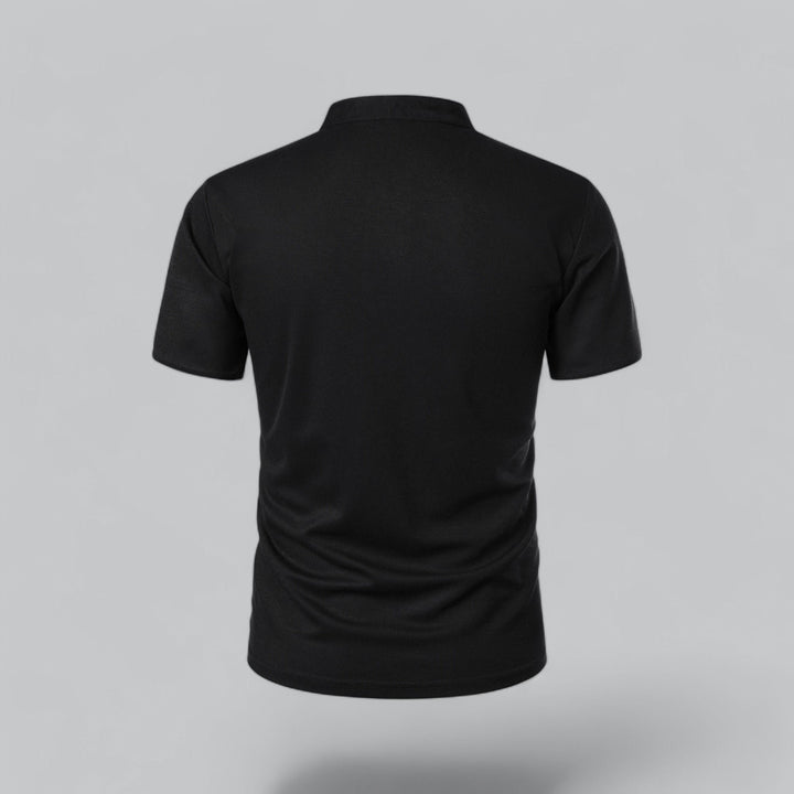Men's Collarless Polo Top | Mandarin Trim View 11