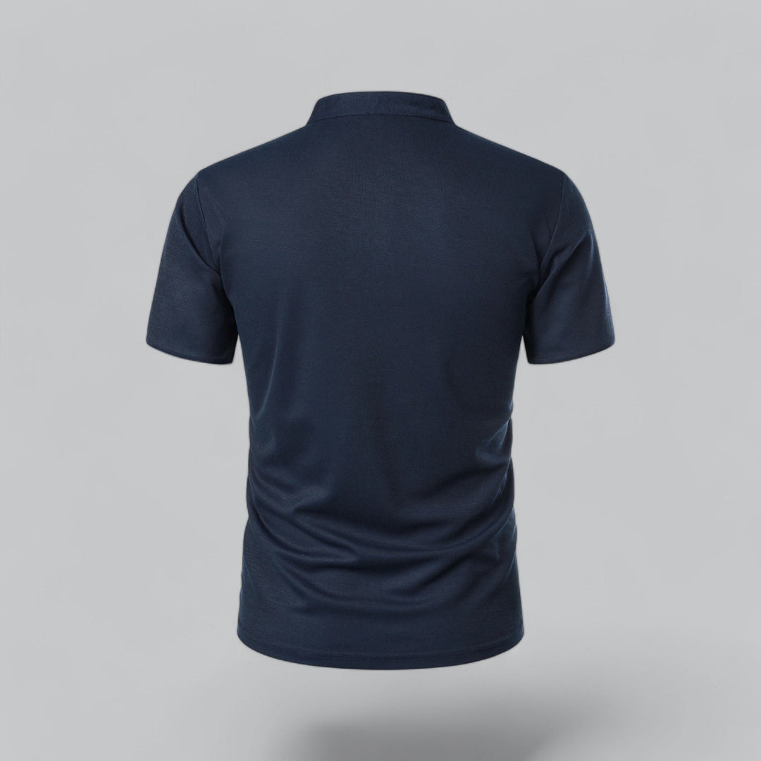 Men's Collarless Polo Top | Mandarin Trim View 14