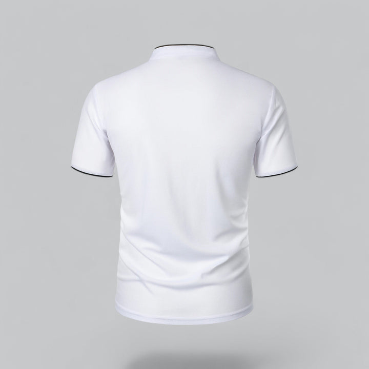 Men's Collarless Polo Top | Mandarin Trim View 17