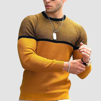 Men's Colour Block Stripe Cotton Sweater | Round Neck Front