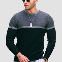Men's Colour Block Stripe Cotton Sweater | Round Neck Hero