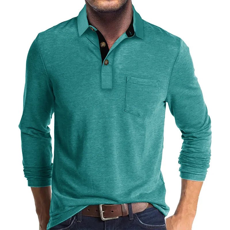 Men's Comfort Long Sleeve Shirt | Contrast Collar Placket Fit View 14