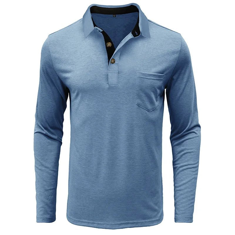 Men's Comfort Long Sleeve Shirt | Contrast Collar Placket Fit View 16